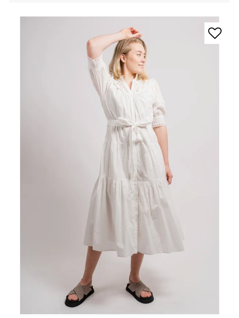 Summer Green Eyelet Tie-Waist Midi Dress - Picture 2 of 6